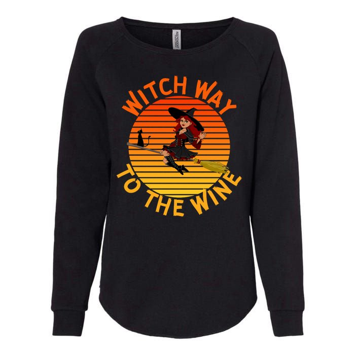 Womens Witch Way To The Wine Funny Wine Halloween Witch Wine Womens California Wash Sweatshirt