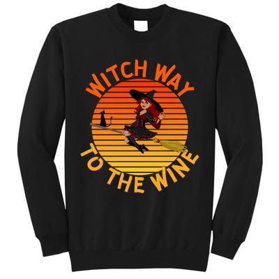 Womens Witch Way To The Wine Funny Wine Halloween Witch Wine Tall Sweatshirt