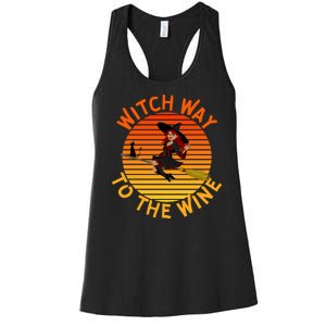 Womens Witch Way To The Wine Funny Wine Halloween Witch Wine Women's Racerback Tank