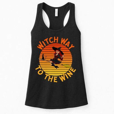 Womens Witch Way To The Wine Funny Wine Halloween Witch Wine Womens Tank Top