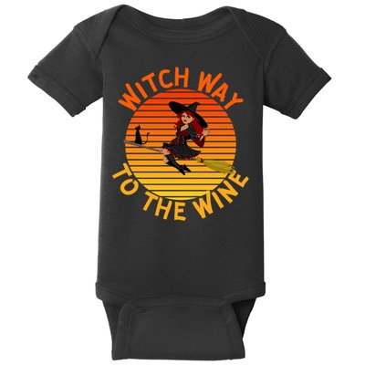 Womens Witch Way To The Wine Funny Wine Halloween Witch Wine Baby Bodysuit