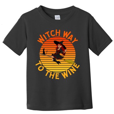 Womens Witch Way To The Wine Funny Wine Halloween Witch Wine Toddler T-Shirt