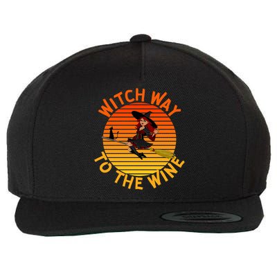 Womens Witch Way To The Wine Funny Wine Halloween Witch Wine Wool Snapback Cap
