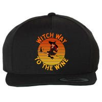 Womens Witch Way To The Wine Funny Wine Halloween Witch Wine Wool Snapback Cap