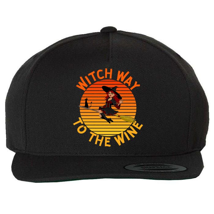 Womens Witch Way To The Wine Funny Wine Halloween Witch Wine Wool Snapback Cap
