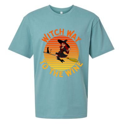 Womens Witch Way To The Wine Funny Wine Halloween Witch Wine Sueded Cloud Jersey T-Shirt