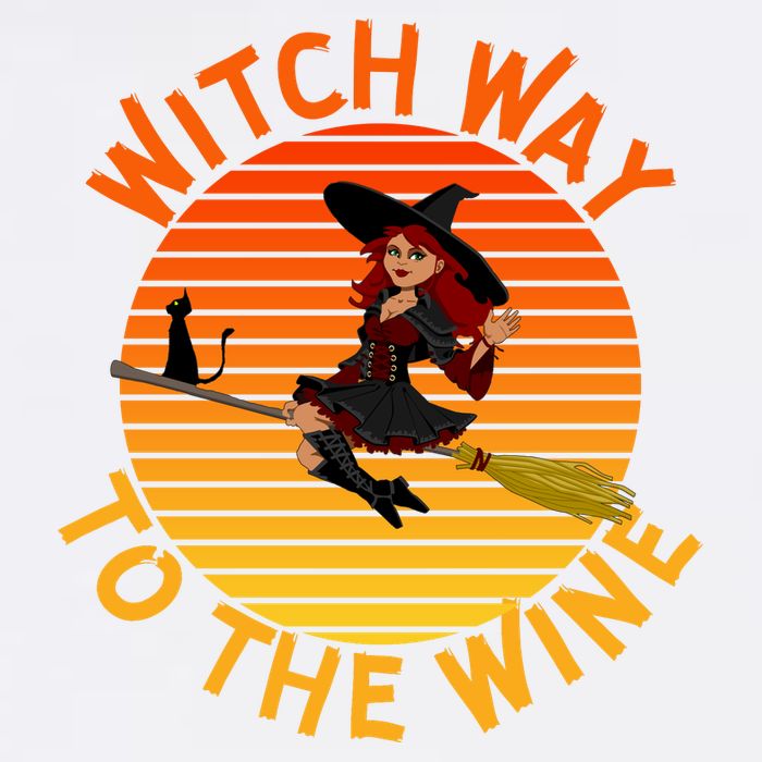 Womens Witch Way To The Wine Funny Wine Halloween Witch Wine Garment-Dyed Sweatshirt