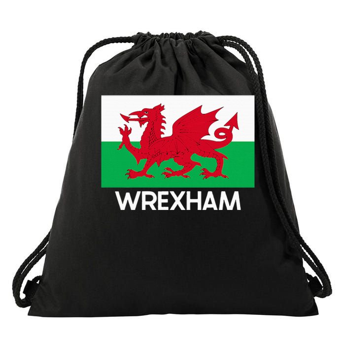 Wrexham Wales Welsh Flag Baner Y Ddraig Goch Drawstring Bag