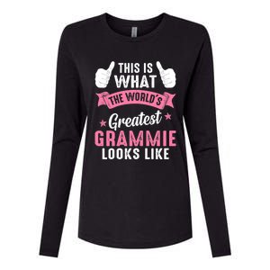 Wo What World's Greatest Grammie Looks Like Funny Mother's Day Womens Cotton Relaxed Long Sleeve T-Shirt