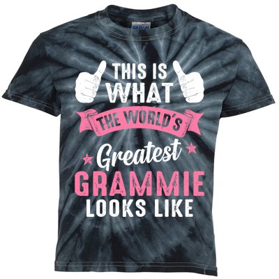 Wo What World's Greatest Grammie Looks Like Funny Mother's Day Kids Tie-Dye T-Shirt