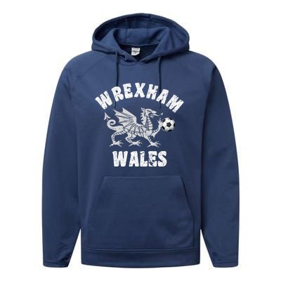 Wrexham Wales Welsh Visitor Traveler Dragon Performance Fleece Hoodie