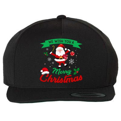 We Wish You A Merry Christmas Cheerful Santa Cute Gift Wool Snapback Cap