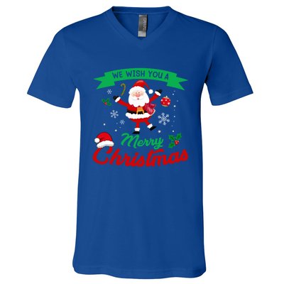 We Wish You A Merry Christmas Cheerful Santa Cute Gift V-Neck T-Shirt