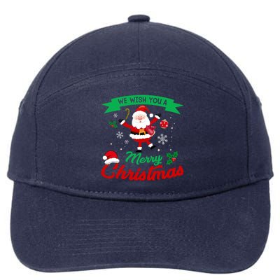 We Wish You A Merry Christmas Cheerful Santa Cute Gift 7-Panel Snapback Hat