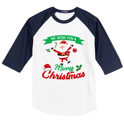 We Wish You A Merry Christmas Cheerful Santa Cute Gift Baseball Sleeve Shirt