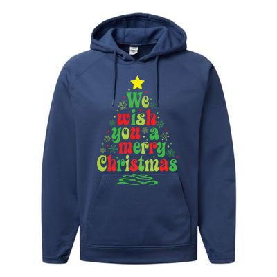 We Wish You A Merry Christmas Tree Holiday Matching Pajamas Gift Performance Fleece Hoodie