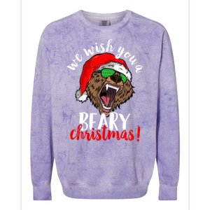 We Wish You A Beary Christmas Santa Bear Colorblast Crewneck Sweatshirt