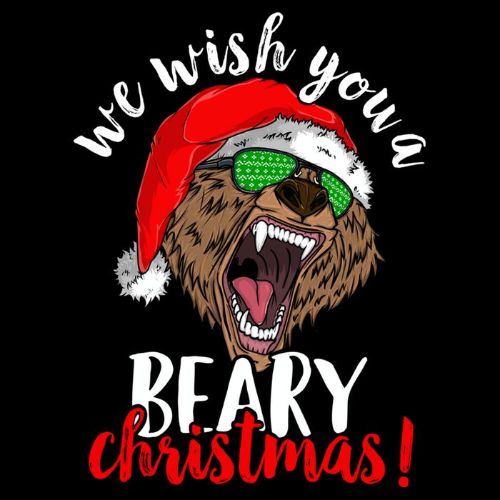We Wish You A Beary Christmas Santa Bear Drawstring Bag