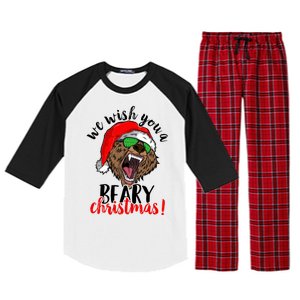 We Wish You A Beary Christmas Santa Bear Raglan Sleeve Pajama Set