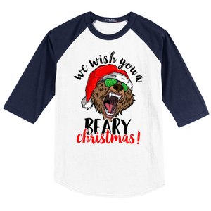 We Wish You A Beary Christmas Santa Bear Baseball Sleeve Shirt