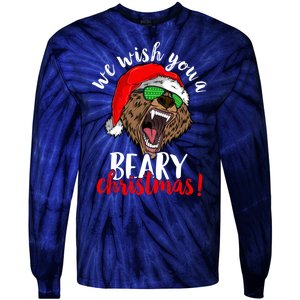 We Wish You A Beary Christmas Santa Bear Tie-Dye Long Sleeve Shirt