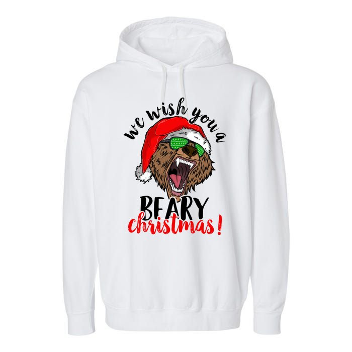 We Wish You A Beary Christmas Santa Bear Garment-Dyed Fleece Hoodie