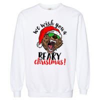 We Wish You A Beary Christmas Santa Bear Garment-Dyed Sweatshirt