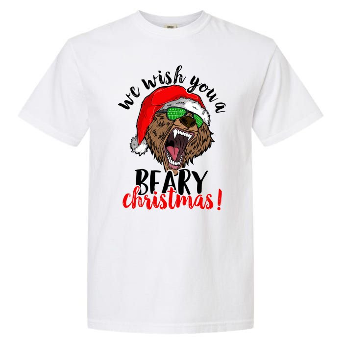 We Wish You A Beary Christmas Santa Bear Garment-Dyed Heavyweight T-Shirt