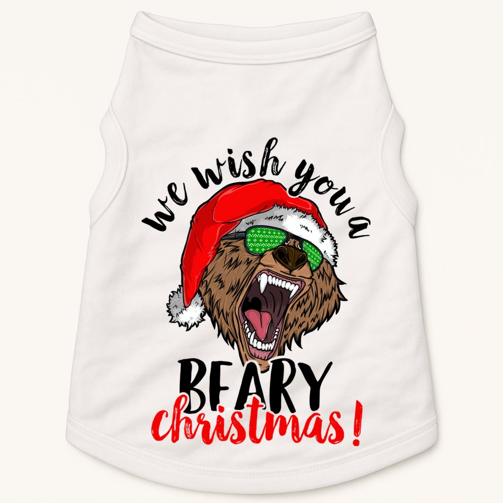 We Wish You A Beary Christmas Santa Bear Doggie Tank