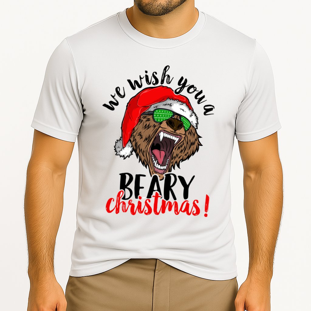 We Wish You A Beary Christmas Santa Bear Cooling Performance Crew T-Shirt