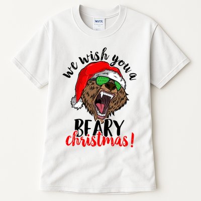 We Wish You A Beary Christmas Santa Bear Tall T-Shirt