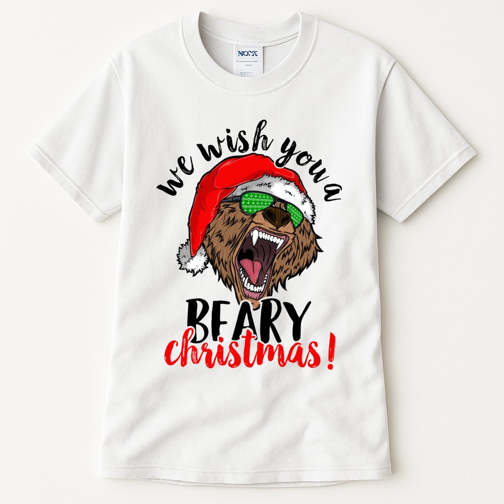 We Wish You A Beary Christmas Santa Bear Tall T-Shirt