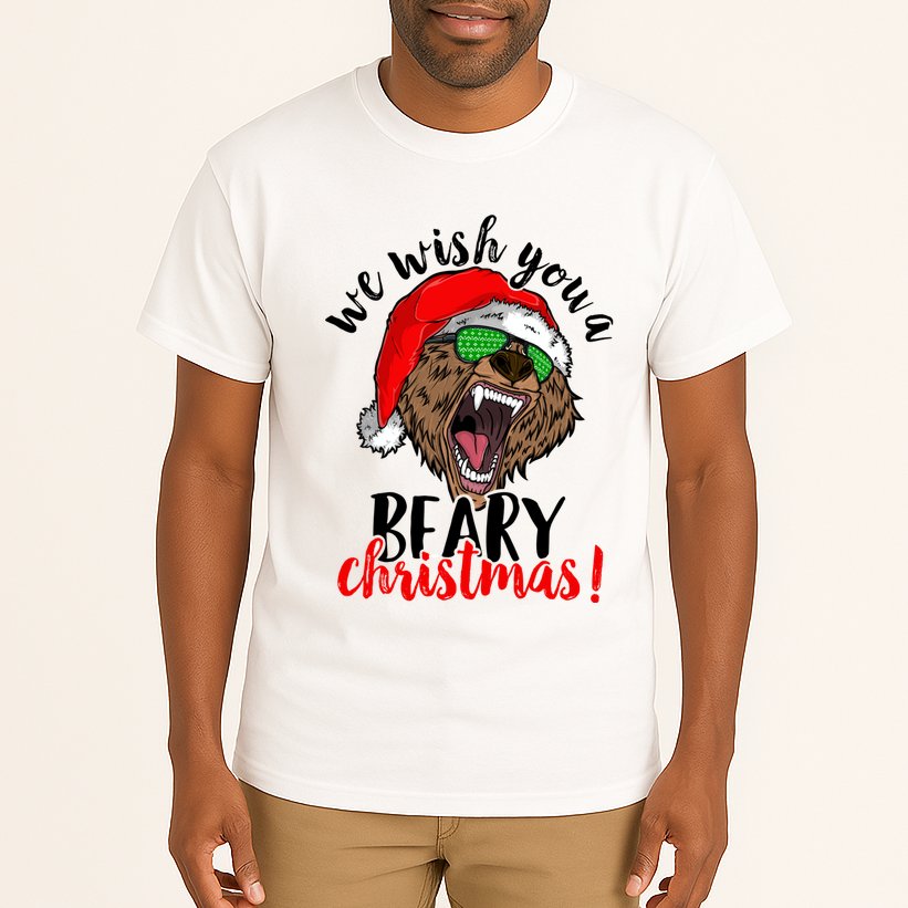 We Wish You A Beary Christmas Santa Bear Tall T-Shirt
