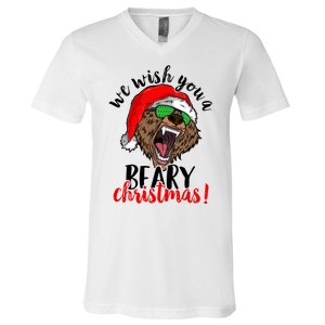 We Wish You A Beary Christmas Santa Bear V-Neck T-Shirt