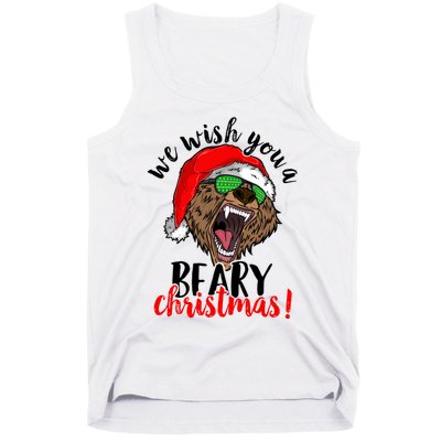 We Wish You A Beary Christmas Santa Bear Tank Top