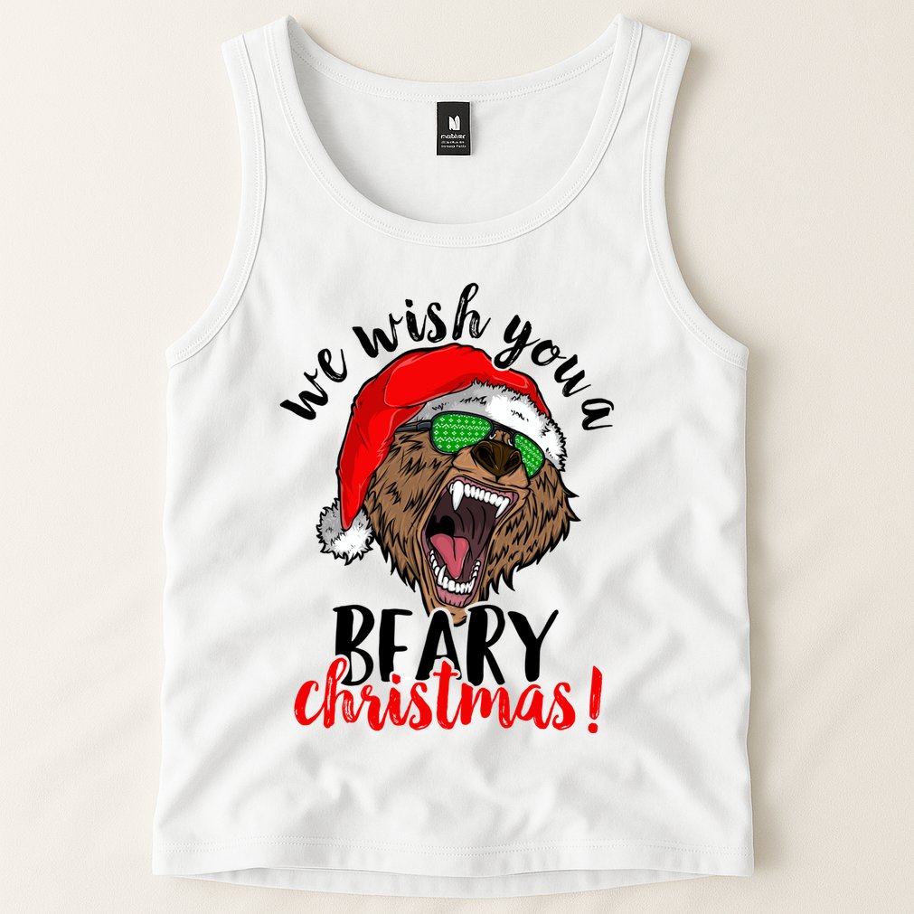 We Wish You A Beary Christmas Santa Bear Tank Top