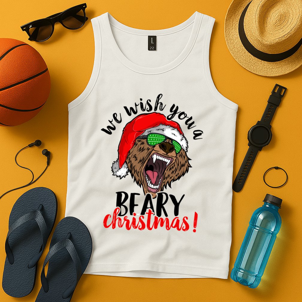 We Wish You A Beary Christmas Santa Bear Tank Top