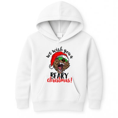 We Wish You A Beary Christmas Santa Bear Kids Hoodie