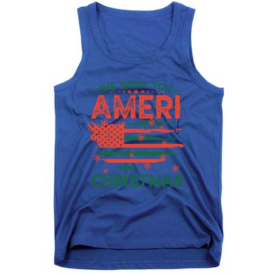 We Wish You Ameri Christmas American Flag Merry Christmas Cool Gift Tank Top