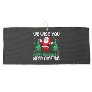 We Wish You Happy Holidays And Merry Christmas Great Gift Large Microfiber Waffle Golf Towel