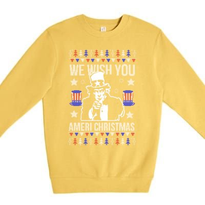 We Wish You Ameri Christmas Funny America Usa Ugly Christmas Premium Crewneck Sweatshirt