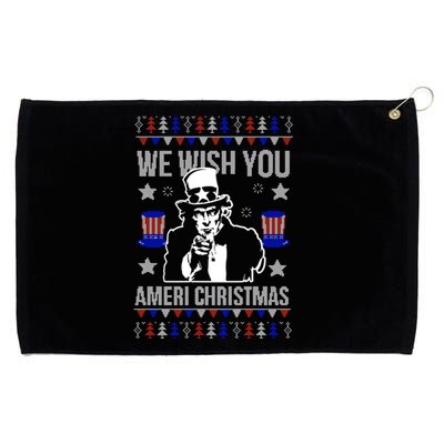 We Wish You Ameri Christmas Funny America Usa Ugly Christmas Grommeted Golf Towel