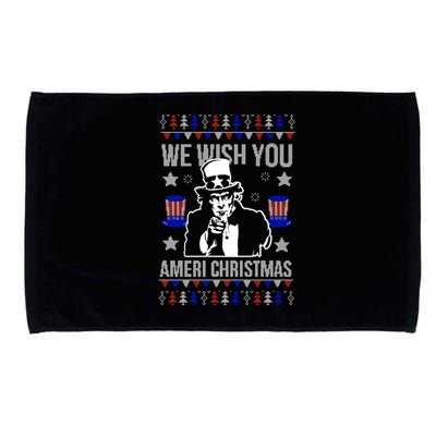 We Wish You Ameri Christmas Funny America Usa Ugly Christmas Microfiber Hand Towel