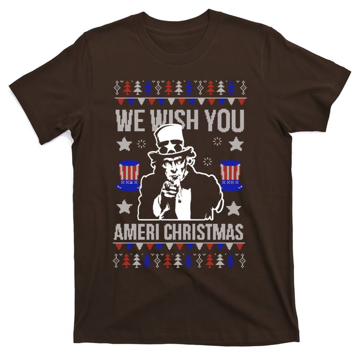 We Wish You Ameri Christmas Funny America Usa Ugly Christmas T-Shirt