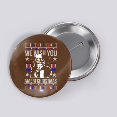 We Wish You Ameri Christmas Funny America Usa Ugly Christmas Button