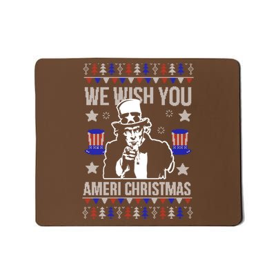 We Wish You Ameri Christmas Funny America Usa Ugly Christmas Mousepad