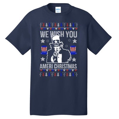 We Wish You Ameri Christmas Funny America Usa Ugly Christmas Tall T-Shirt