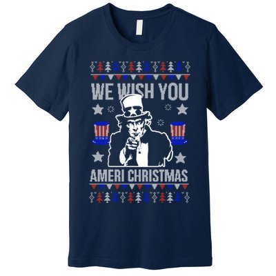 We Wish You Ameri Christmas Funny America Usa Ugly Christmas Premium T-Shirt