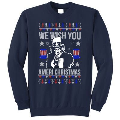 We Wish You Ameri Christmas Funny America Usa Ugly Christmas Tall Sweatshirt