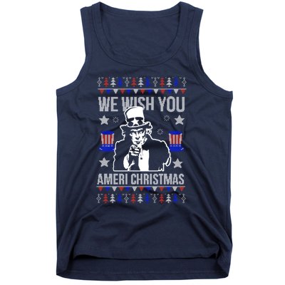 We Wish You Ameri Christmas Funny America Usa Ugly Christmas Tank Top